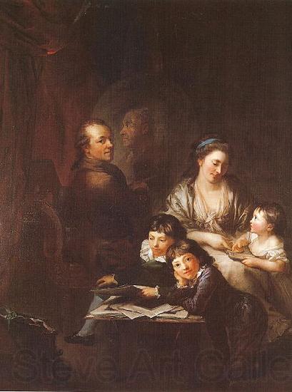 Anton  Graff The Artist s family before the portrait of Johann Georg Sulzer Spain oil painting art